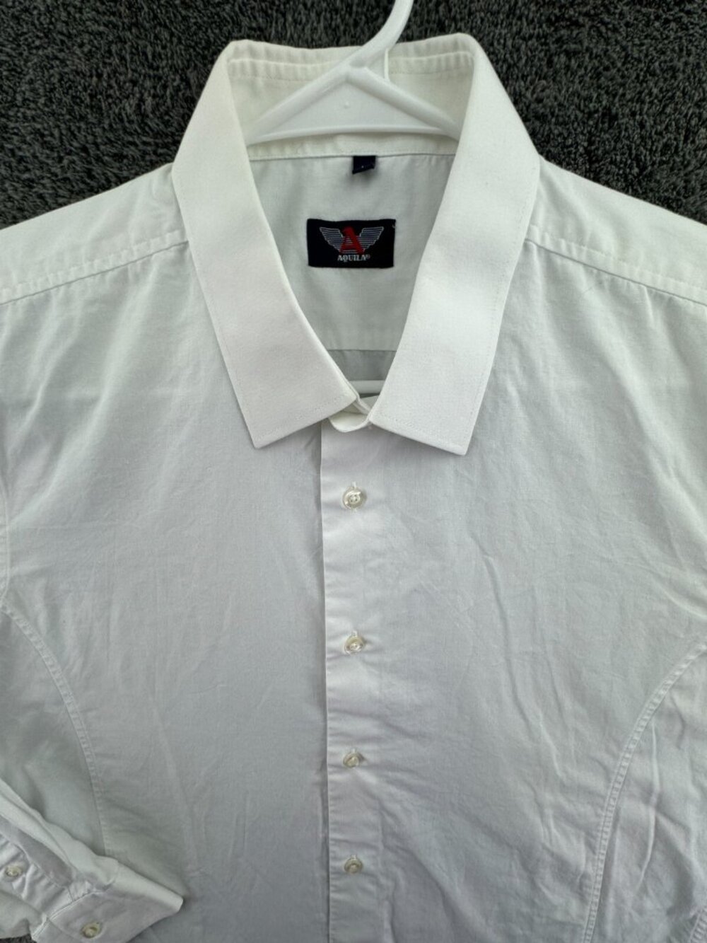 Aquila Men’s Long Sleeve White Button Up Shirt Large Cotton Adult Woven Business